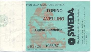 білет Італія Campionato Italia 1986-87 FC Torino-Avellino biglietto match ticket