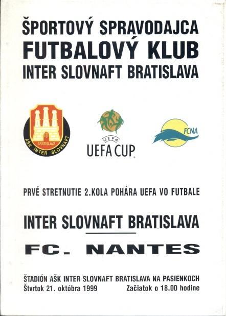 прог.Інтер/Inter Slovakia/Словач-Нант/FC Nantes France/Франц. 1999 match program