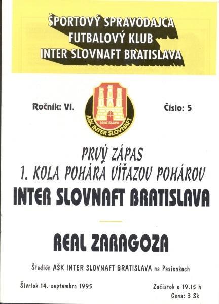 прог.Інтер/Inter Slovakia/Словач.-Real Zaragoza Spain/Іспанія 1995 match program