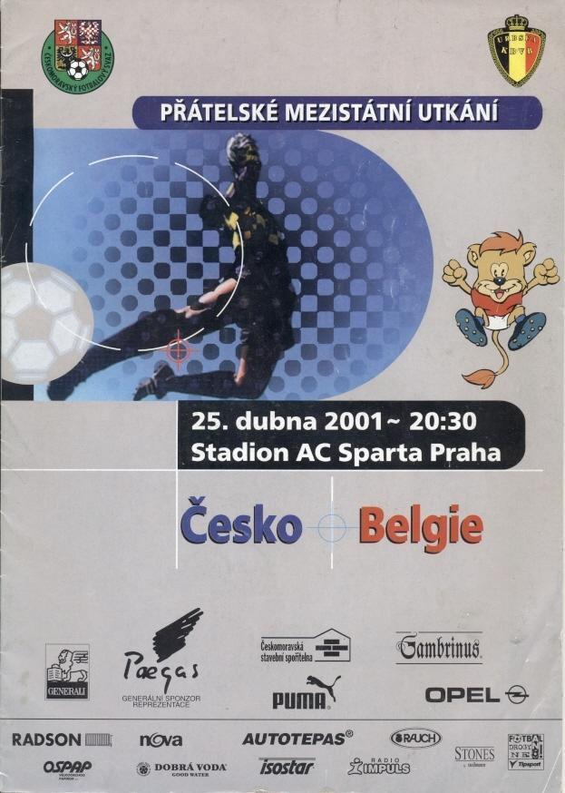 прог. зб.Чехія-Бельгія 2001 МТМ /Czech Republic-Belgium friendly match programme