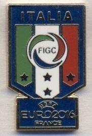 Італія, федерація футболу,Євро-16, №1 ЕМАЛЬ /Italy football federation pin badge