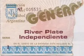 білет River Plate Argentina-Independiente Аргентина Super cup 199? match ticket