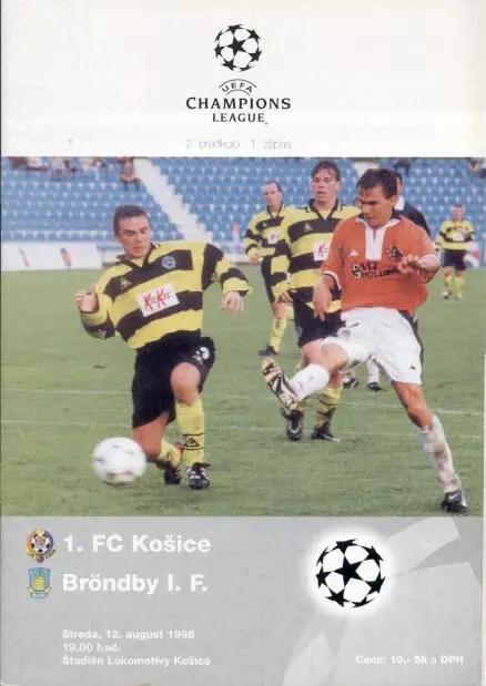 прог.Кошице/Kosice Slovak/Словаччина-Brondby IF Denmark/Данія 1998 match program