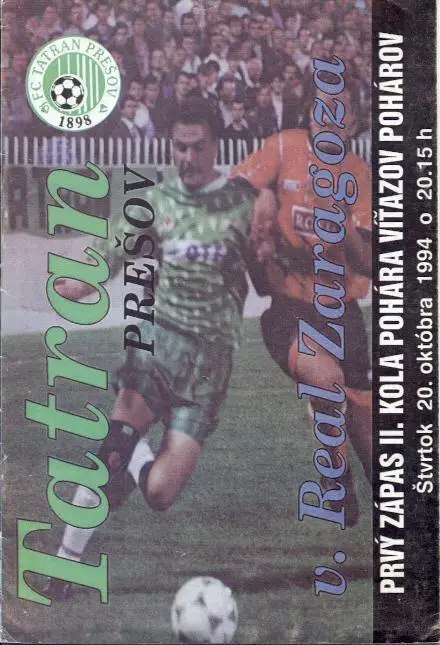 прог.Tatran Presov Slovak/Словач.-Real Zaragoza Spain/Іспанія 1994 match program