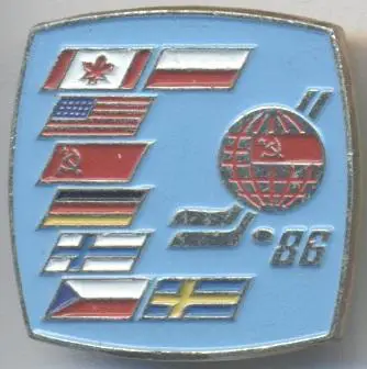 5шт хокей, чемп-т Світу ЧС-1986 емблема4 алюм./ice hockey World ch.ship 5 badges