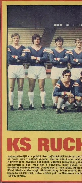 постер А4 футбол Рух Хожув (Польща) 1970-ті /Ruch Chorzow,Poland football poster