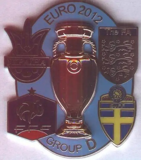 Чемп-т Європи ЧЄ-2012 група D,№1 ЕМАЛЬ унікальний'3D'/Euro 2012 relief pin badge