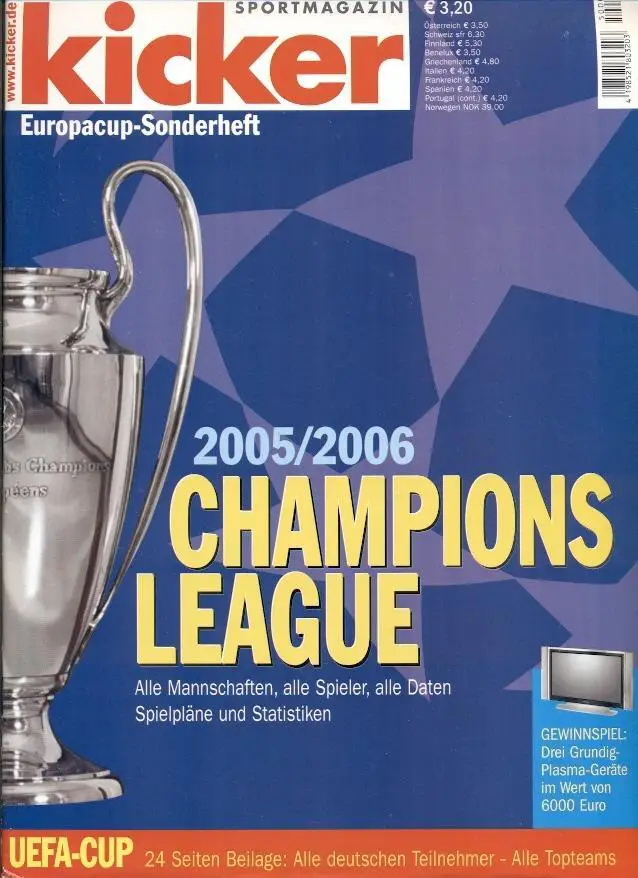Футбол,Ліга чемпіонів 2005-06,спецвидання Кікер /Kicker Champions league preview