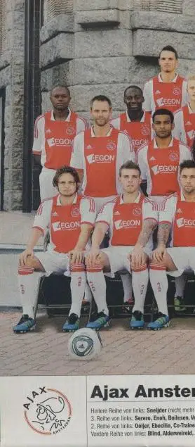 постер А4 футбол Аякс (Нідерланди) 2011 / AFC Ajax, Netherlands football poster