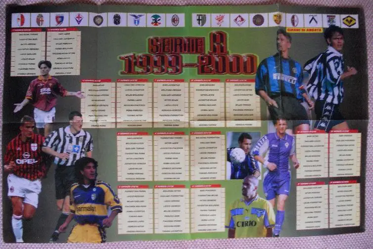 постер А1 футбол Серія А-Італія-зірки 2000 / Serie A,Italy stars football poster
