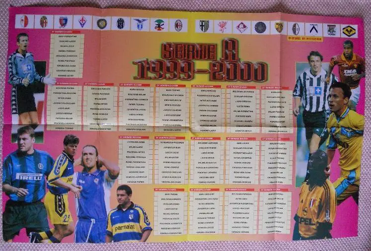 постер А1 футбол Серія А-Італія-зірки 2000 / Serie A,Italy stars football poster 1