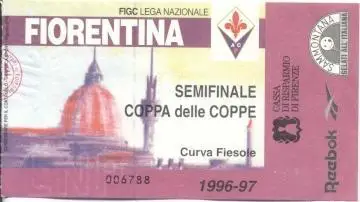 білет AC Fiorentina Italy/Італія-FC Barcelona Spain/Іспанія 1997 match ticket