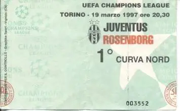 білет Юве/FC Juventus Italy/Італія-Rosenborg BK Norway/Норвег.1998a match ticket