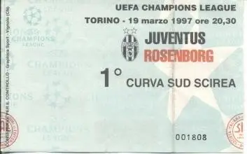 білет Юве/FC Juventus Italy/Італія-Rosenborg BK Norway/Норвег.1998b match ticket