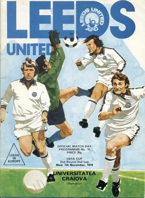 прог.Leeds United FC England/Англія-Uni.Craiova Romania/Румун.1979 match program