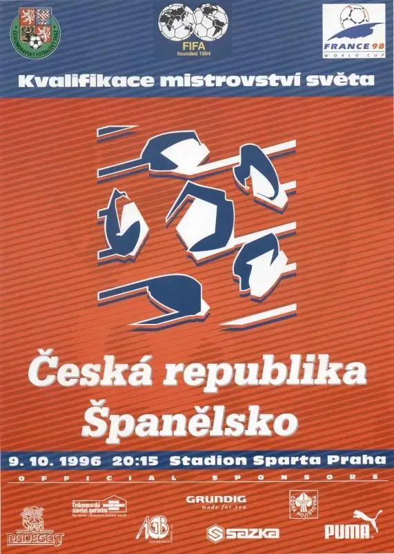 прог.зб.Чехія-Іспанія 1996 відбір ЧС-1998 / Czechia-Spain football match program