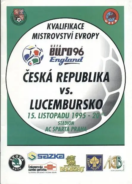 прог. зб.Чехія-Люксембург 1995 відбір ЧЄ-1996 / Czechia-Luxembourg match program