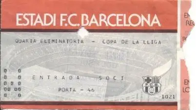 білет Іспанія Copa de la Liga Espana FC Barcelona-? 198... entrada match ticket