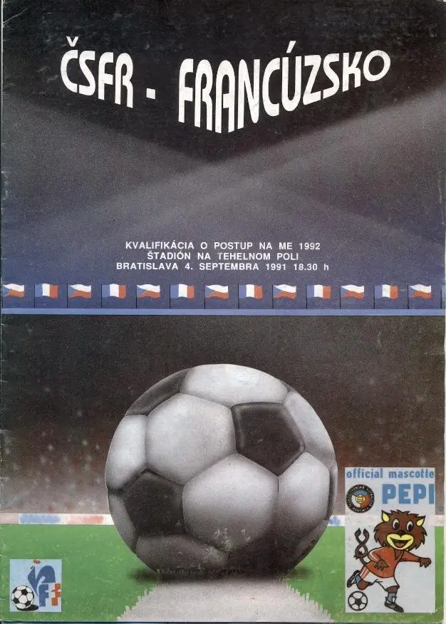 прог.зб.Чехослов.-Франція 1991 відб.ЧЄ-1992 /Czechoslovakia-France match program
