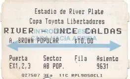 білет River Plate Argent-Once Caldas Colombia Libertadores cup 199? match ticket