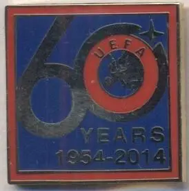 УЄФА, конфедерація футболу, ювілей 60, №1 ЕМАЛЬ /UEFA football confederation pin