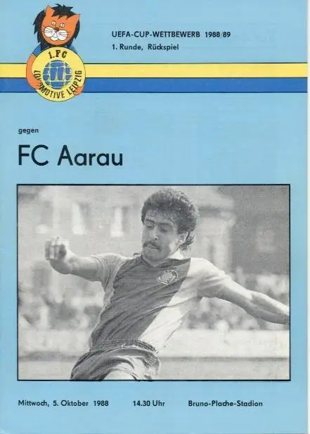 прог.FC Lok Leipzig GDR-German/НДР-FC Aarau Switzerland/Швейц.1988 match program