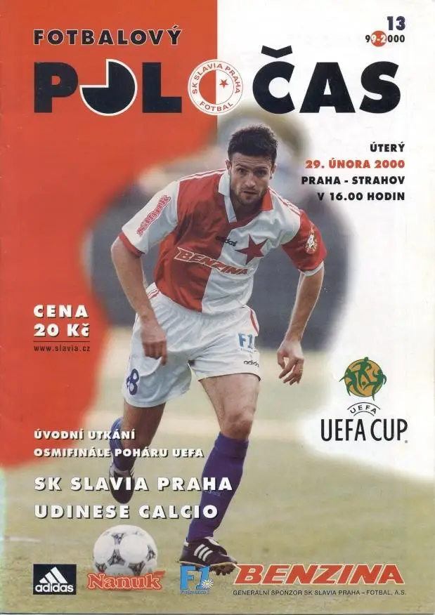 прог.Slavia Prague Czech/Чехія-Udinese Calcio Italy/Італія 2000 match programme