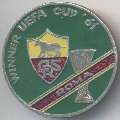 футбол.клуб Рома (Італія) 1961 алюм. /AS Roma,Italy Fairs cup'61 football badge