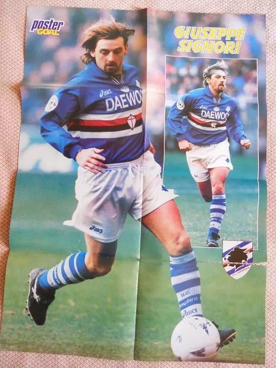 постер А1 футбол Дж.Сіньйорі (Сампдорія,Італія) /G.Signori,Italy football poster