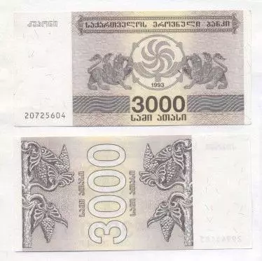 Грузія банкнота 3000 купон 1993 UNC / Georgia banknote 3000 coupon 1993