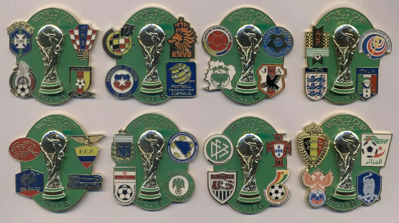 Чемп-т Світу ЧС-2014, 8 груп(2) ЕМАЛЬ ЕКСКЛЮЗИВ '3D' / World Cup 8 pin's badges