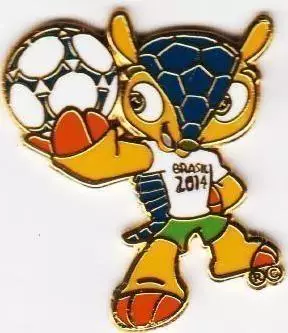 Чемп-т Світу ЧС-2014 талісман1 ЕМАЛЬ /World cup Brazil football mascot pin badge