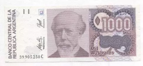 Аргентина банкнота 1000 аустраль 1988 AUNC /Argentina banknote 1000 austral 1988