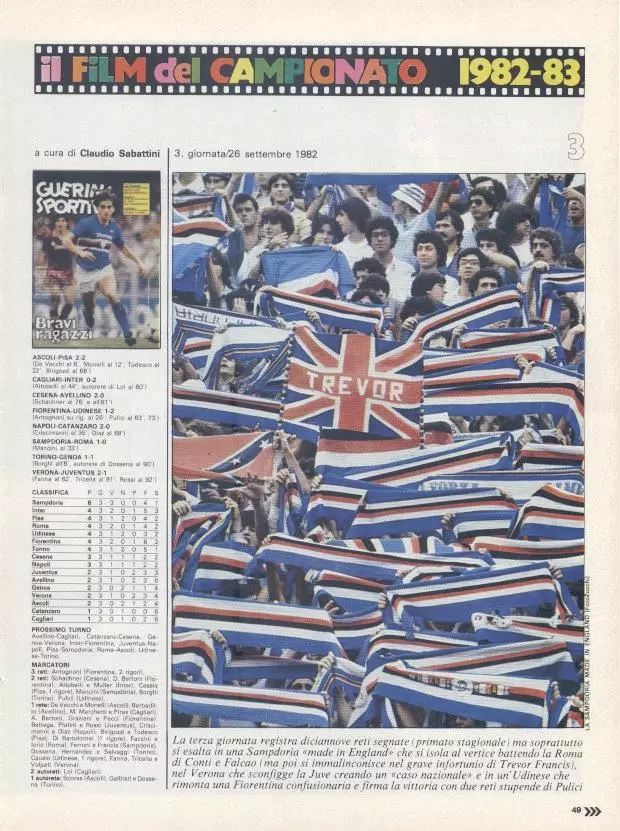 футбол - Італія чемпіонат 1982-83, колекція Guerin Sportivo Italy championship 1