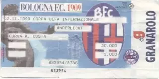 білет Bologna FC Italy/Італія-RSC Anderlecht Belgium/Бельгія 1999 match ticket