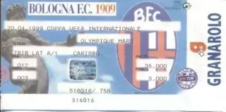 білет Bologna FC Italy/Італія-Olympique Marseille France/Франц.1999 match ticket