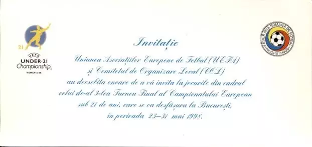 білет Євро-1998 молодіжні зб. /Euro-1998 U21 ticket: Spain Germany Netherlands,