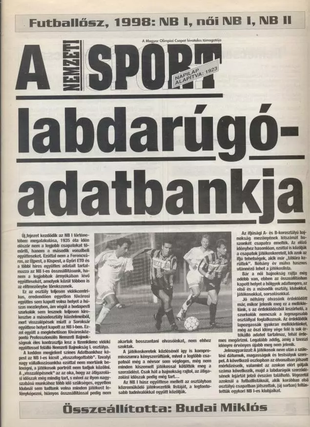 Угорщина, чемп-т 1998-99, 1-а ліга спецвид. Nemzeti Sport Hungary season preview