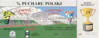 білет Польща Polska Puchar Gornik Leczna-Gornik Zabrze 2001 bilet match ticket