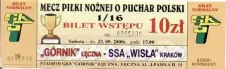 білет Польща Polska Puchar Gornik Leczna-Wisla Krakow 2000 bilet match ticket