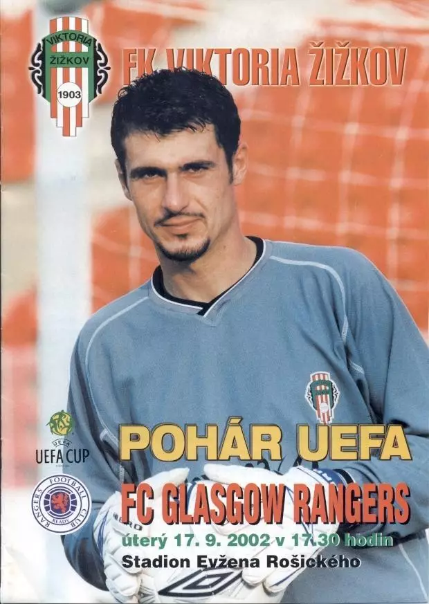прог.Viktoria Zizkov Czech/Чех.-Glasgow Rangers Scotland/Шотл.2002 match program
