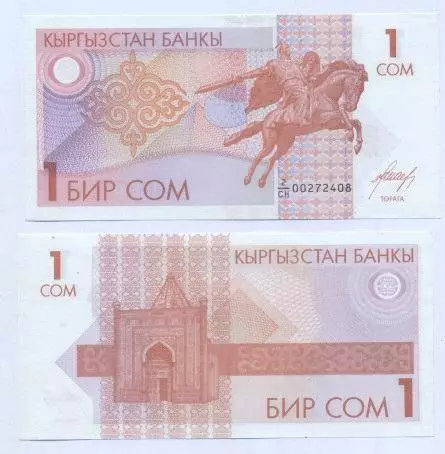 Киргизстан банкнота 1 сом 1993 UNC / Kyrgyzstan banknote 1 som 1993