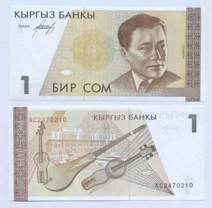 Киргизстан банкнота 1 сом 1994 UNC / Kyrgyzstan banknote 1 som 1994