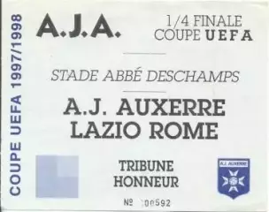 білет Осер/AJ Auxerre France/Франц.-Лаціо/SS Lazio Italy/Італ.1998a match ticket
