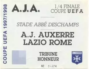 білет Осер/AJ Auxerre France/Франц.-Лаціо/SS Lazio Italy/Італ.1998b match ticket