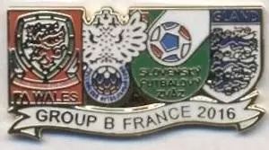 Чемпт Євро-2016 група В,ЕМАЛЬ /Euro-2016 Wales Russia Slovakia England pin badge
