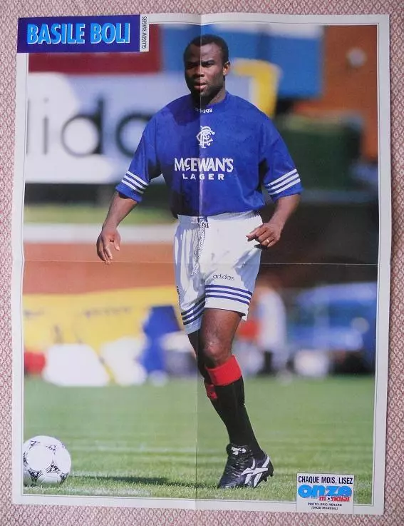 постер А2 футбол Базіль Болі (Франція) / Basile Boli, France football poster