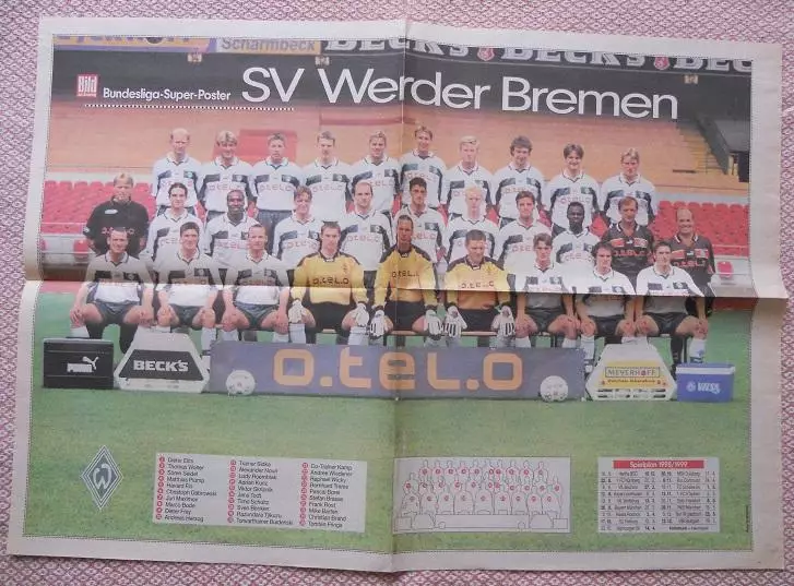 постер А2 футбол Вердер/Айнтрахт (Німеч.)1998 /Werder/EintrachtF.football poster