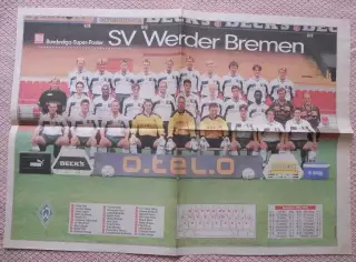постер А2 футбол Вердер/Айнтрахт (Німеч.)1998 /Werder/EintrachtF.football poster