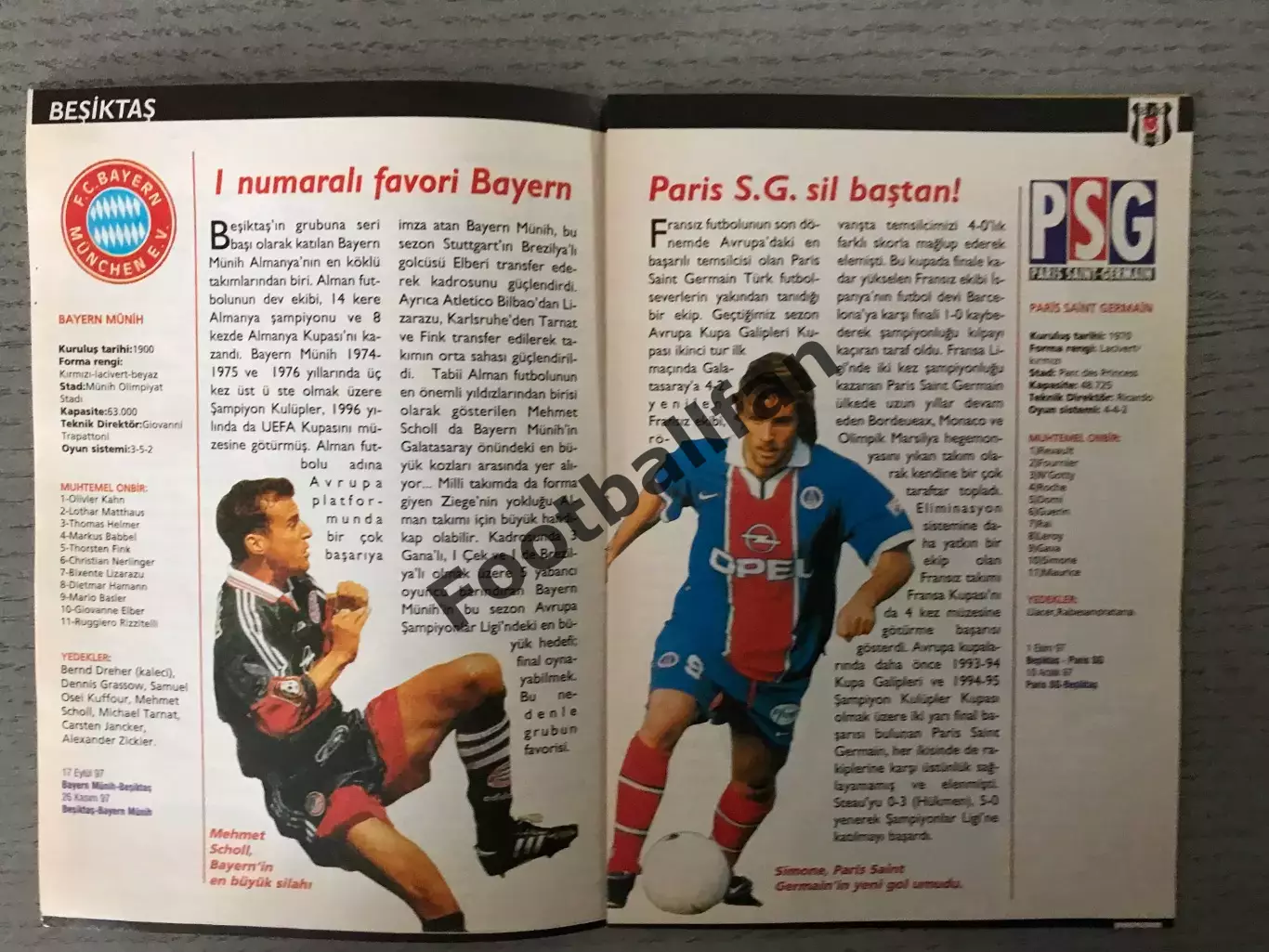 Представление соперников клубов Турции в еврокубках 1998 год . Уч.в описании 3